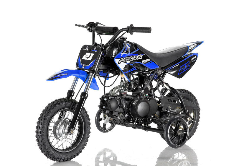 Apollo DB-21 70cc Semi-Automatic w/ Training wheels C.A.R.B approved Kids Dirt Bike