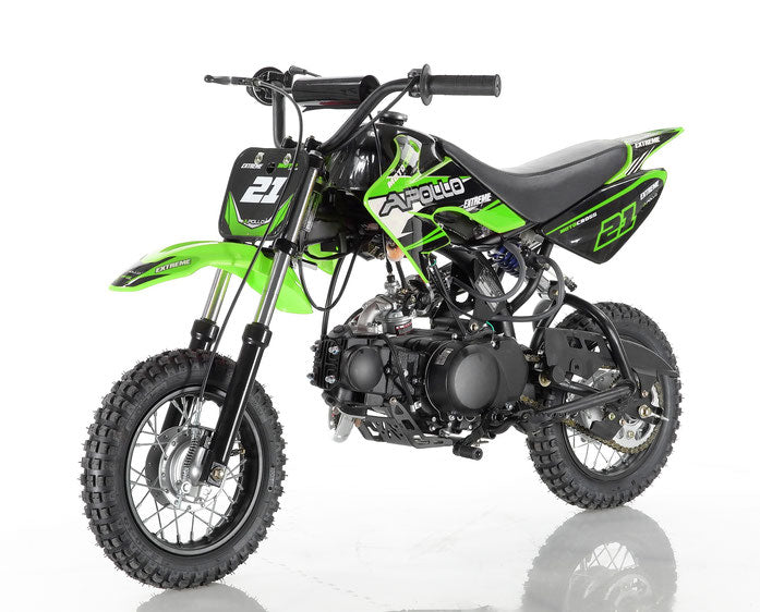 Apollo DB-21 70cc Semi-Automatic w/ Training wheels C.A.R.B approved Kids Dirt Bike