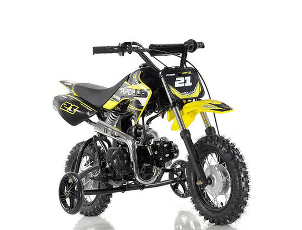 Apollo DB-21 70cc Semi-Automatic w/ Training wheels C.A.R.B approved Kids Dirt Bike