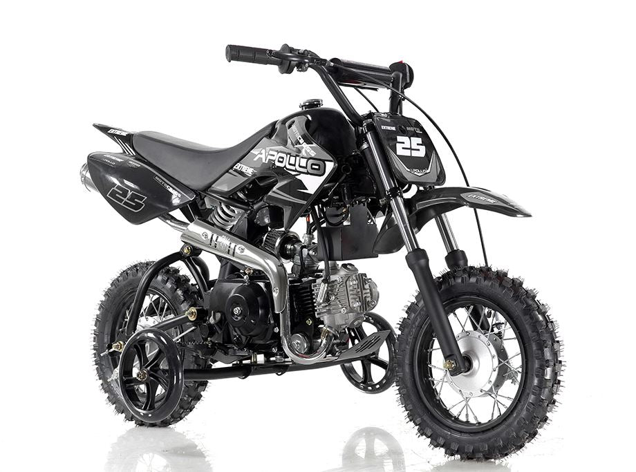 Apollo DB-25 70cc Fully Automatic w/ Training wheels C.A.R.B approved Kids Dirt Bike