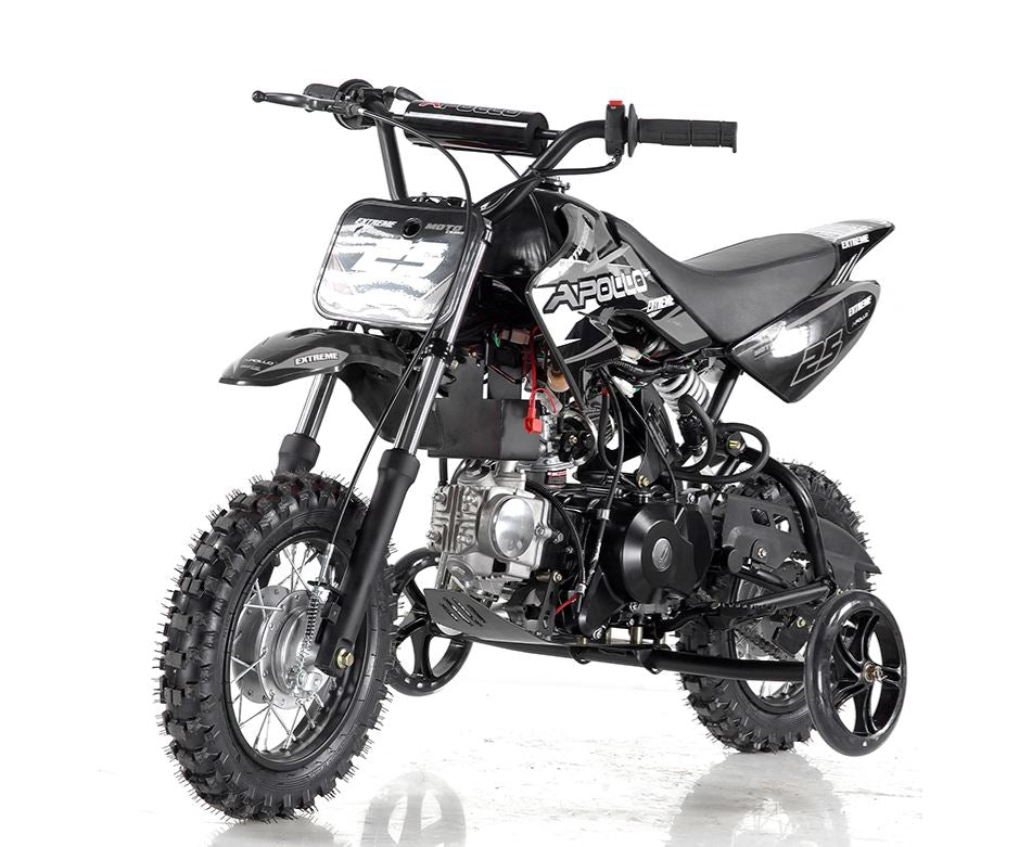 Apollo DB-25 70cc Fully Automatic w/ Training wheels C.A.R.B approved Kids Dirt Bike