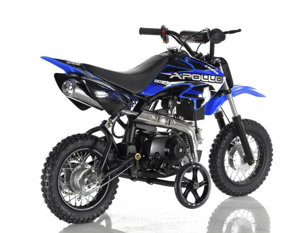 Apollo DB-25 70cc Fully Automatic w/ Training wheels C.A.R.B approved Kids Dirt Bike