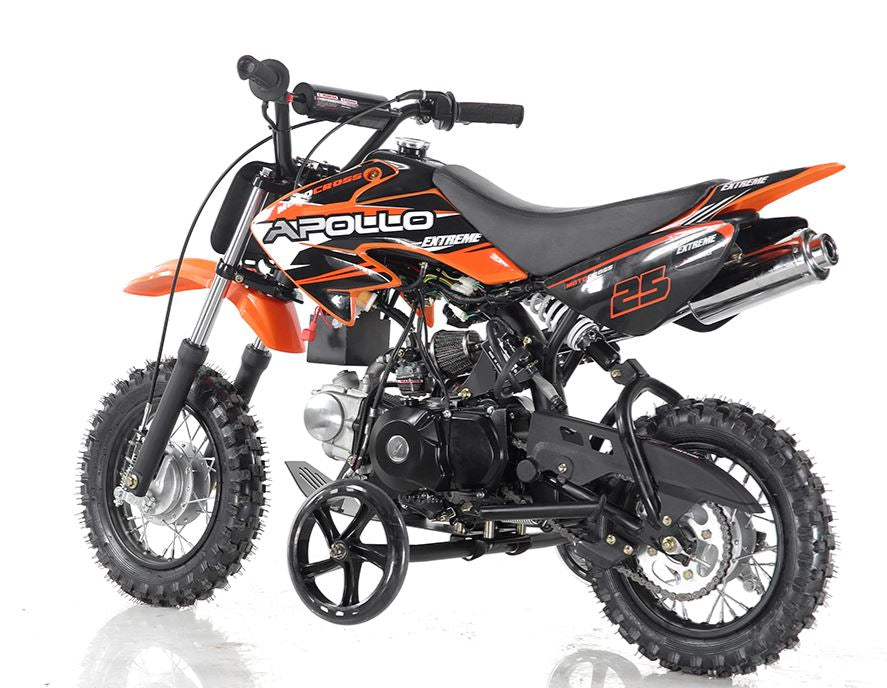 Apollo DB-25 70cc Fully Automatic w/ Training wheels C.A.R.B approved Kids Dirt Bike