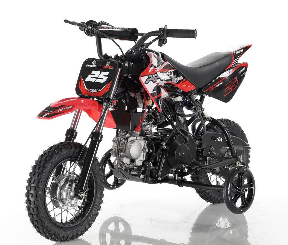 Apollo DB-25 70cc Fully Automatic w/ Training wheels C.A.R.B approved Kids Dirt Bike