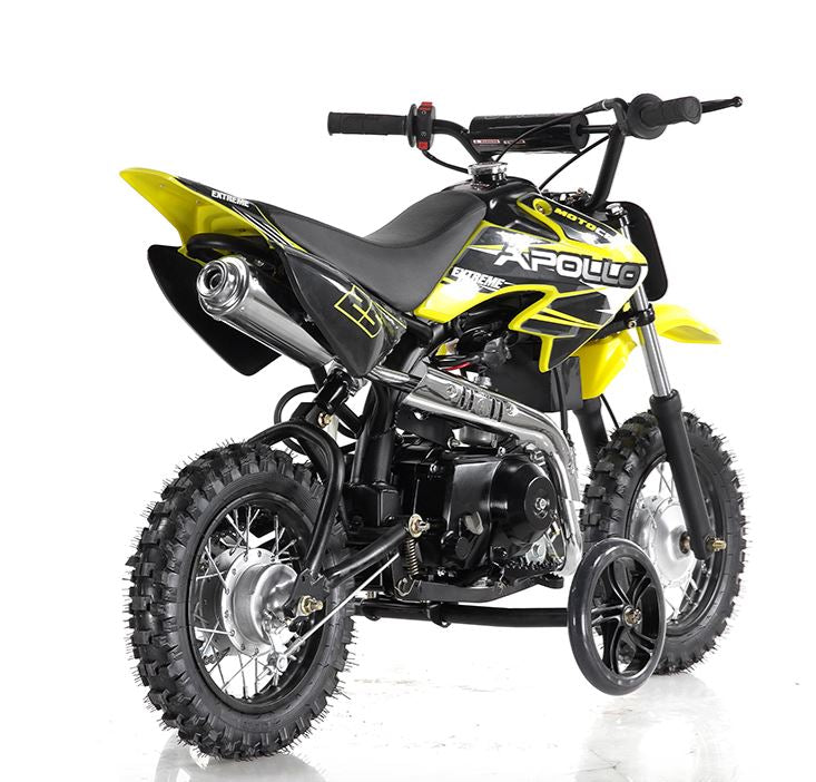 Apollo DB-25 70cc Fully Automatic w/ Training wheels C.A.R.B approved Kids Dirt Bike