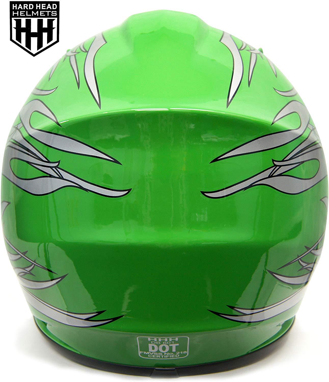 HHH DOT Youth & Kids Helmet for Dirtbike ATV Motocross MX Offroad Motorcyle Street bike Snowmobile Helmet with VISOR-Green-Flame-USA