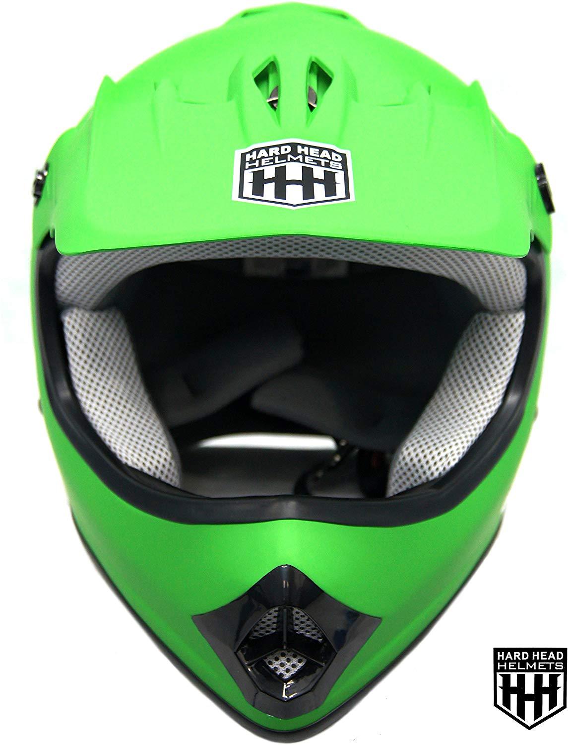 HHH DOT Youth & Kids Helmet for Dirtbike ATV Motocross MX Offroad Motorcyle Street bike Snowmobile Helmet with VISOR-Matte-Green-USA