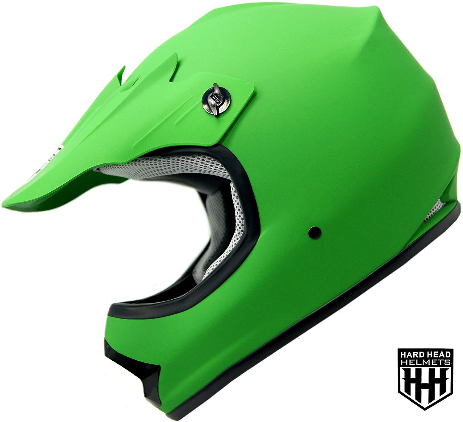 HHH DOT Youth & Kids Helmet for Dirtbike ATV Motocross MX Offroad Motorcyle Street bike Snowmobile Helmet with VISOR-Matte-Green-USA