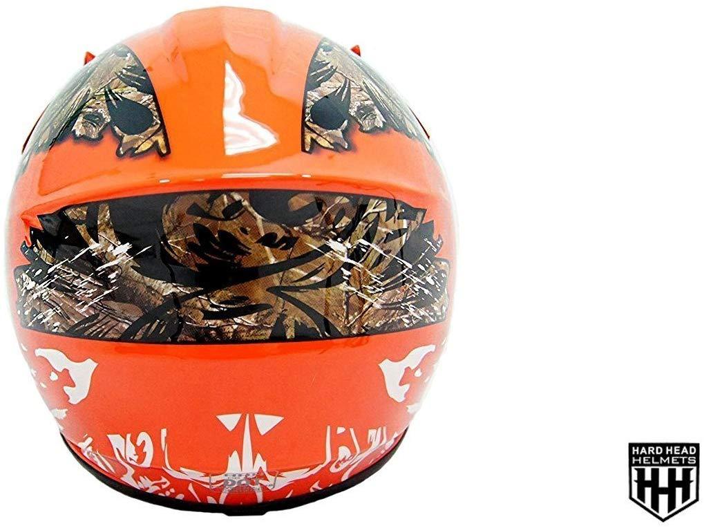 HHH DOT Youth & Kids Helmet for Dirtbike ATV Motocross MX Offroad Motorcyle Street bike Snowmobile Helmet with VISOR-Orange-Camo-USA