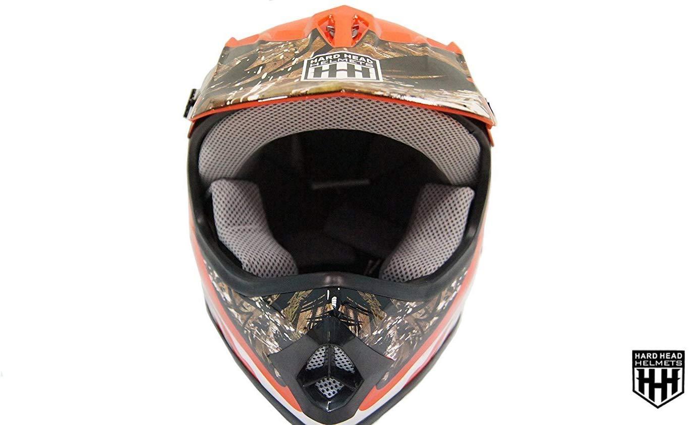 HHH DOT Youth & Kids Helmet for Dirtbike ATV Motocross MX Offroad Motorcyle Street bike Snowmobile Helmet with VISOR-Orange-Camo-USA