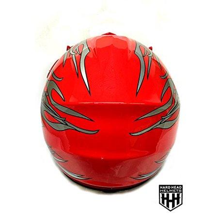 HHH DOT Youth & Kids Helmet for Dirtbike ATV Motocross MX Offroad Motorcyle Street bike Snowmobile Helmet with VISOR-Red-Flame-USA