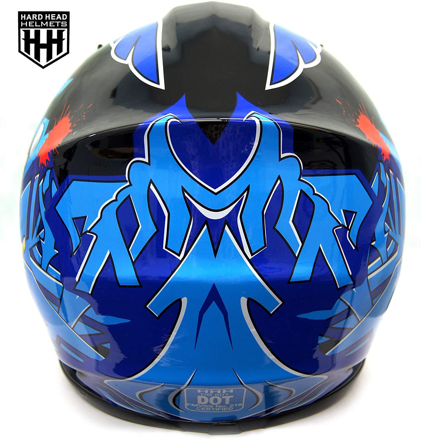 HHH DOT Youth & Kids Helmet for Dirtbike ATV Motocross MX Offroad Motorcyle Street bike Snowmobile Helmet with VISOR-Blue-Black-USA