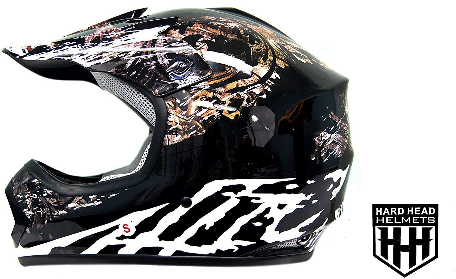 HHH DOT Youth & Kids Helmet for Dirtbike ATV Motocross MX Offroad Motorcyle Street bike Snowmobile Helmet with VISOR-Black-Camo-USA