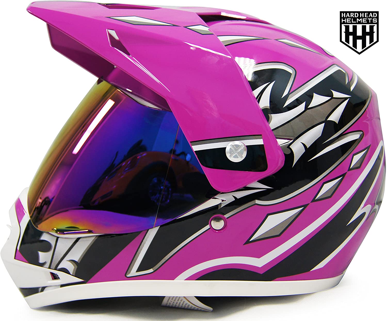 HHH DOT Youth & Kids helmet safety for Dirt bike ATV Motocross MX Offroad Motorcycle Street bike Snowmobile Helmet with VISOR-Pink-USA