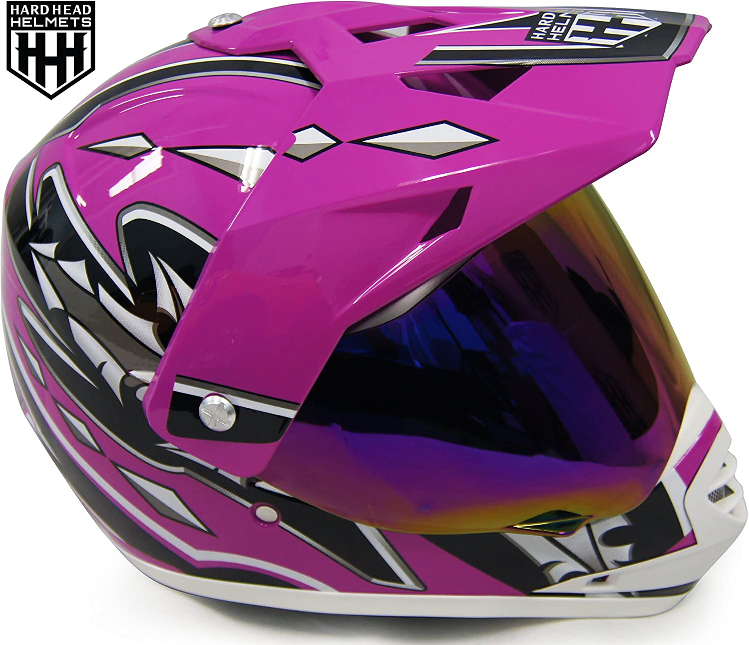 HHH DOT Youth & Kids helmet safety for Dirt bike ATV Motocross MX Offroad Motorcycle Street bike Snowmobile Helmet with VISOR-Pink-USA