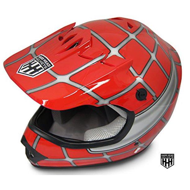 HHH DOT Youth & Kids Helmet for Dirtbike ATV Motocross MX Offroad Motorcyle Street bike Snowmobile Helmet with VISOR-Red-Net-USA