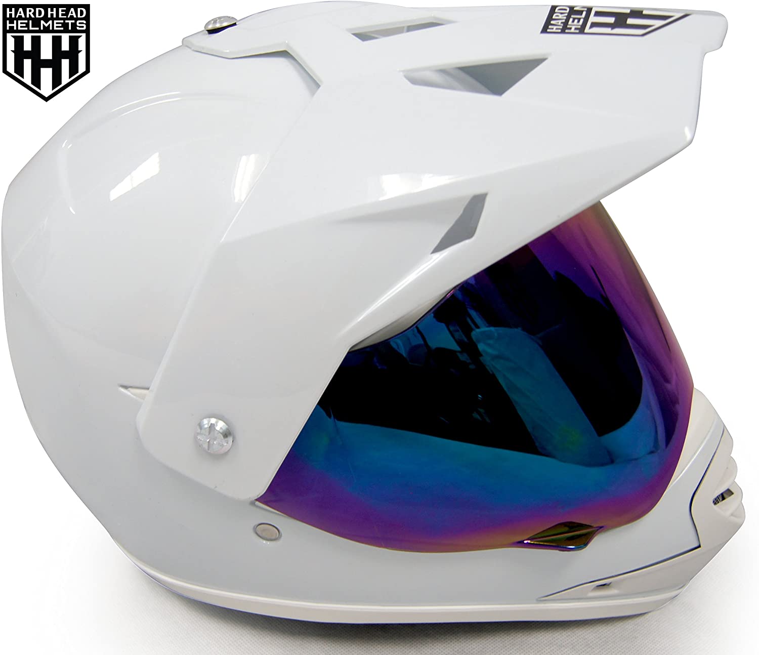 HHH DOT Youth & Kids Helmet for Dirtbike ATV Motocross MX Offroad Motorcyle Street bike Snowmobile Helmet with VISOR-WHITE-USA