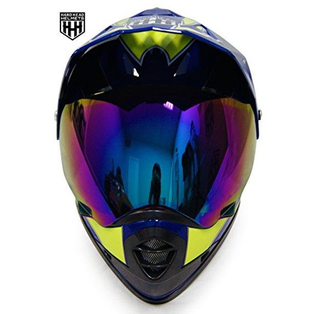 HHH DOT Youth & Kids Helmet for Dirtbike ATV Motocross MX Offroad Motorcyle Street bike Snowmobile Helmet with VISOR-YELLOW-USA