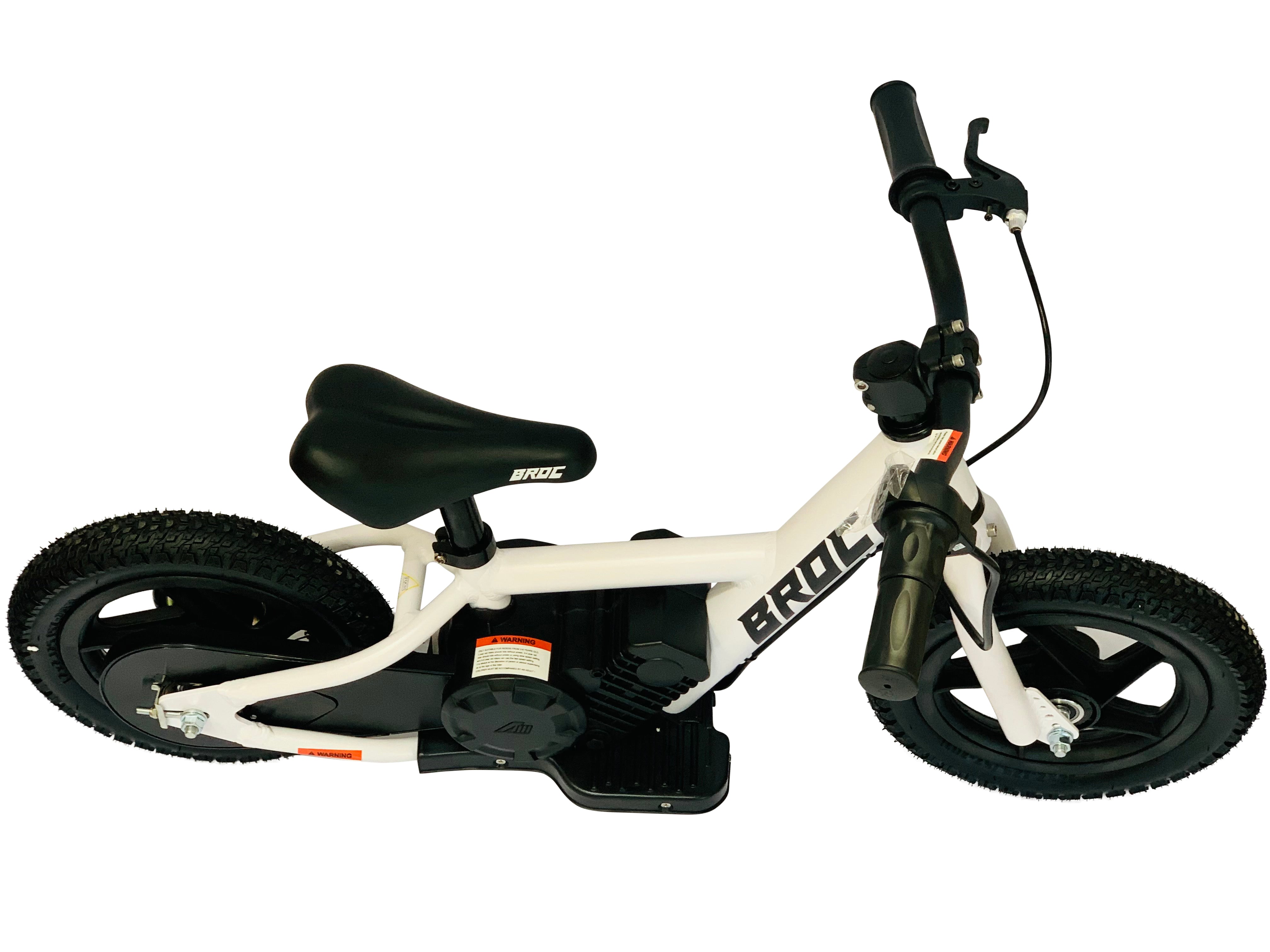 BROC USA  12-inch Balance E-Bike -White-With Safety Brake cut Switch