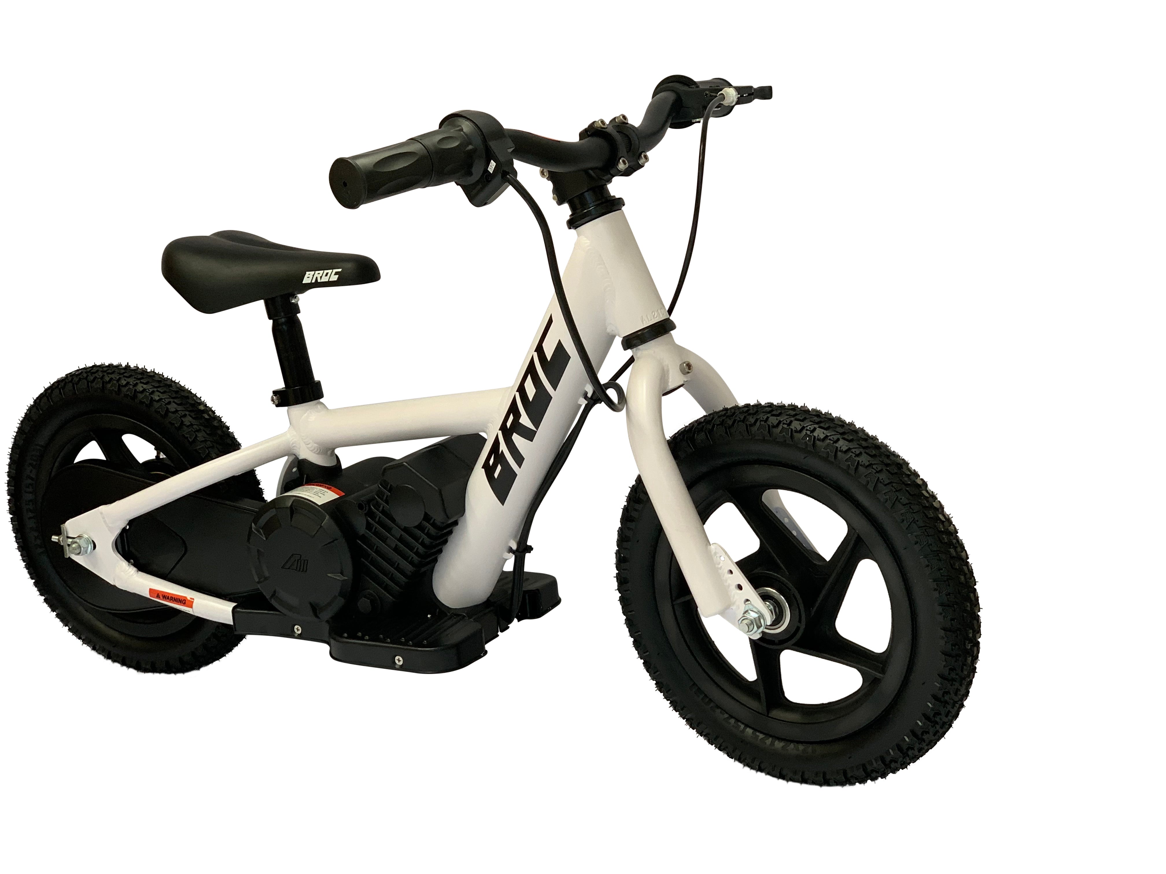 BROC USA  12-inch Balance E-Bike -White-With Safety Brake cut Switch