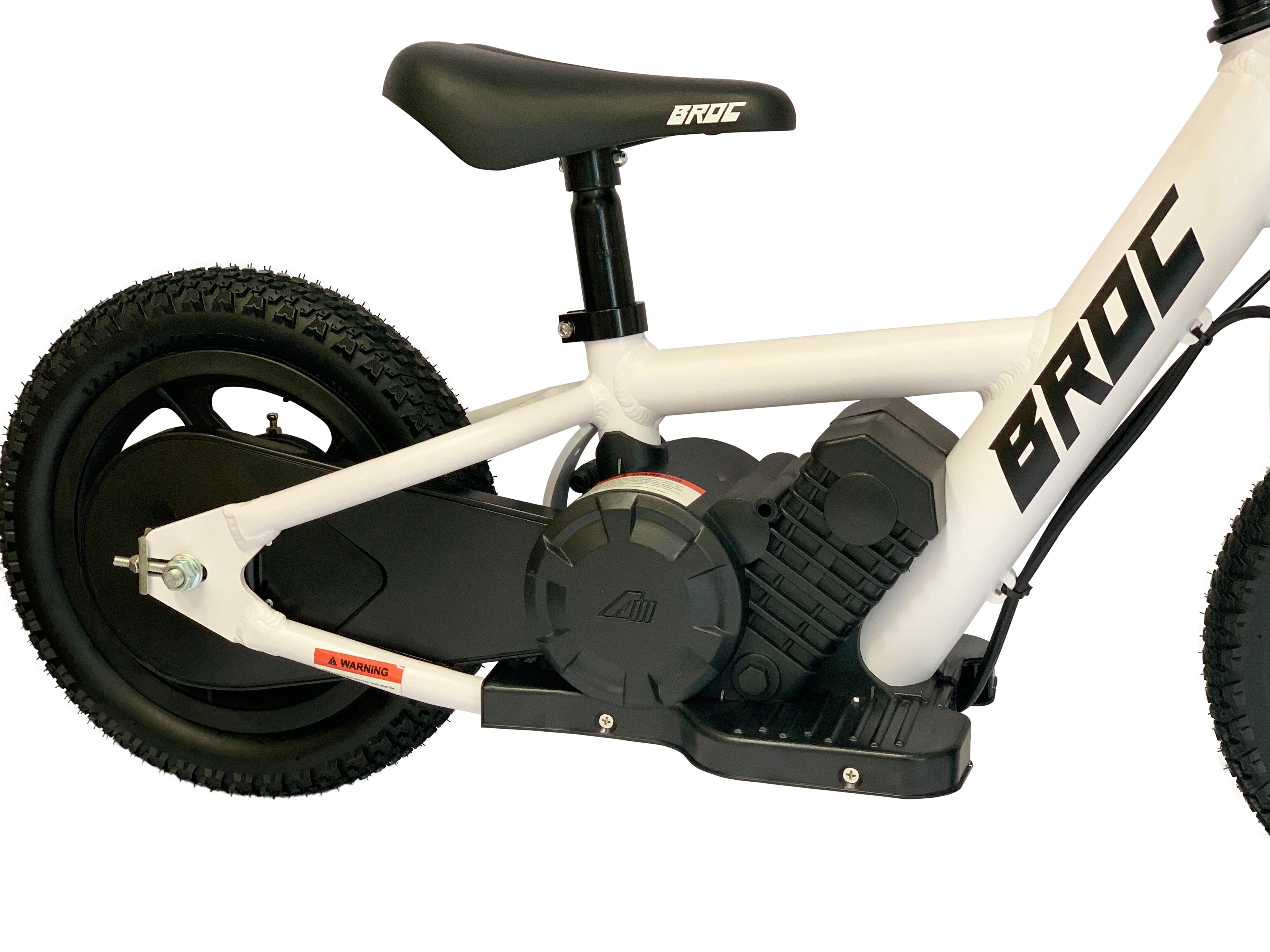 BROC USA  12-inch Balance E-Bike -White-With Safety Brake cut Switch