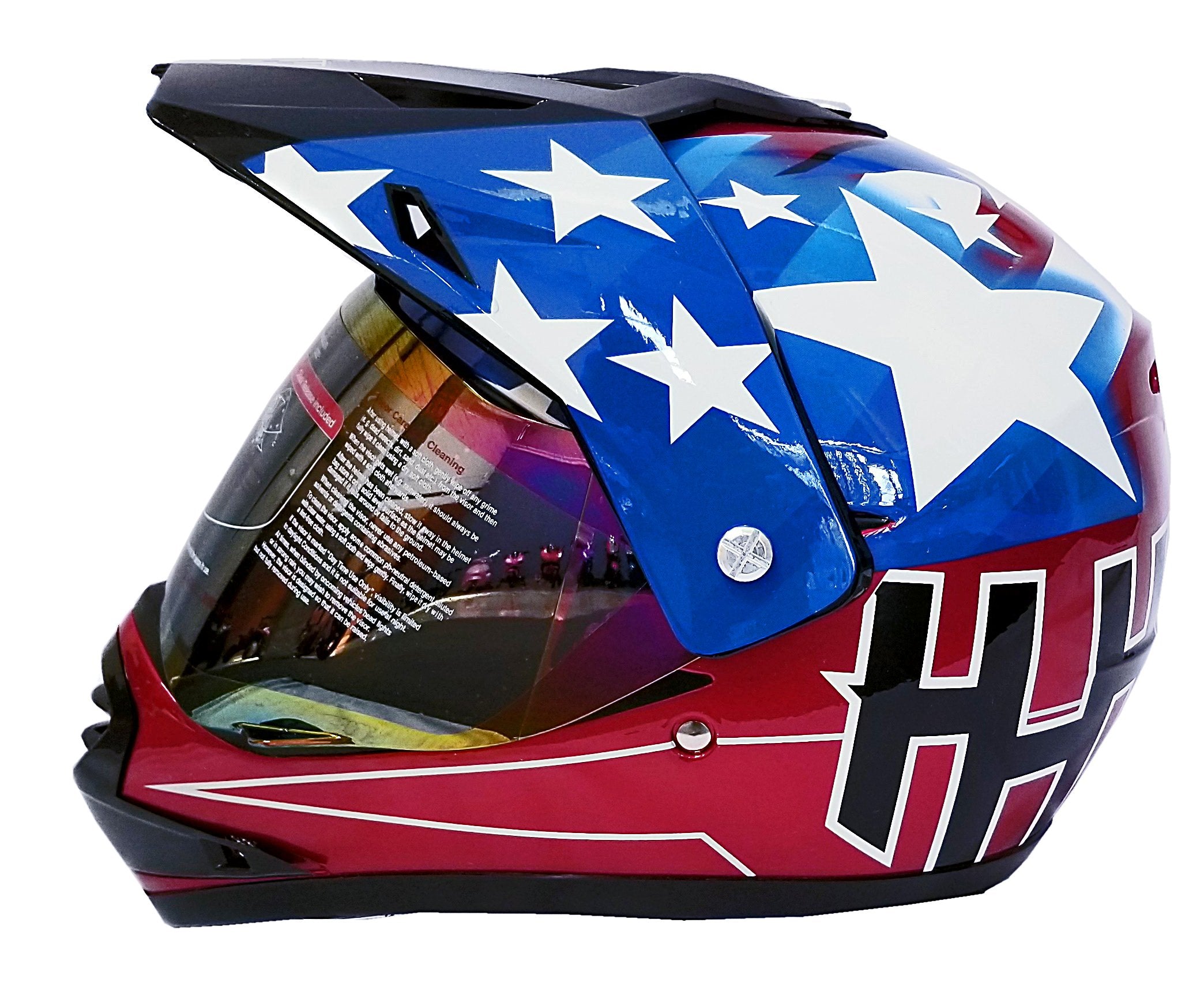 HHH DOT Youth & Kids Helmet for Dirtbike ATV Motocross MX Offroad Motorcyle Street bike Snowmobile Helmet with VISOR (RED-USA)